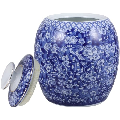 Alipis Pot À Gingembre En Céramique Bleue Et Blanche Avec Couvercle Pot À Thé Chinois Mini Récipients De Stockage De Thé Boîte En Porcelaine Petit Vase Chinoiserie Pour Épices Sucre