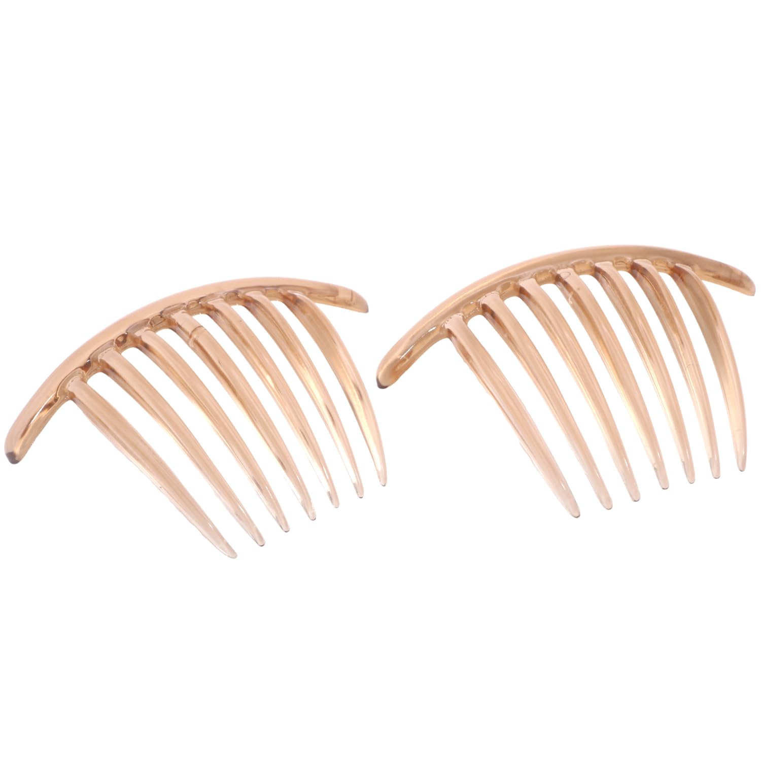 Parcelona French Twist 7 Teeth Large 4" Celluloid Set of 2 Flexible Durable Side Hair Comb No Slip Styling Women Hair Accessories Girls Hair Clip, Made in France (Shell)
