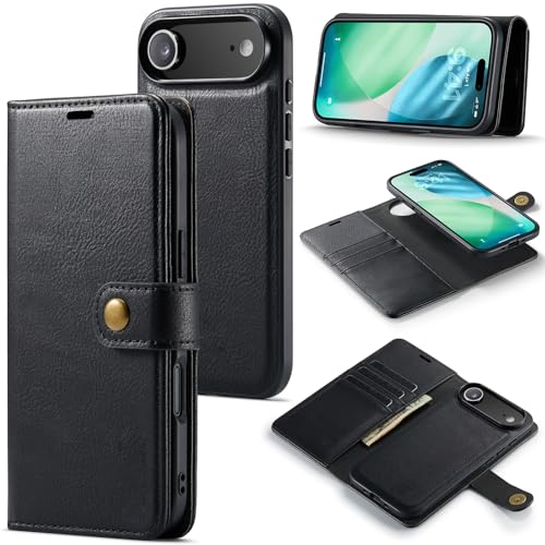 Coque avec porte-cartes magnétique amovible et verre trempé pour iPhone i17