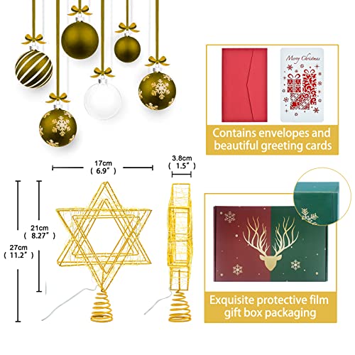 Bestpty Topo de estrela de árvore de Natal de 28 cm alimentado por bateria 3AA iluminado, topo de es