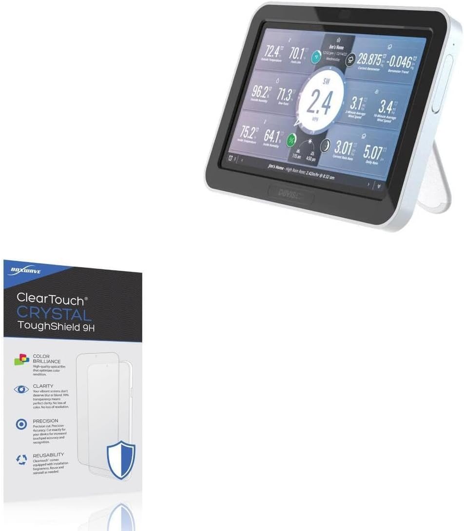 BoxWave Screen Protector Compatible with Davis Vantage Davis WeatherLink Console - ClearTouch Crystal ToughShield 9H (2-Pack), Clear 9H Tough Flexible Film Screen Protector