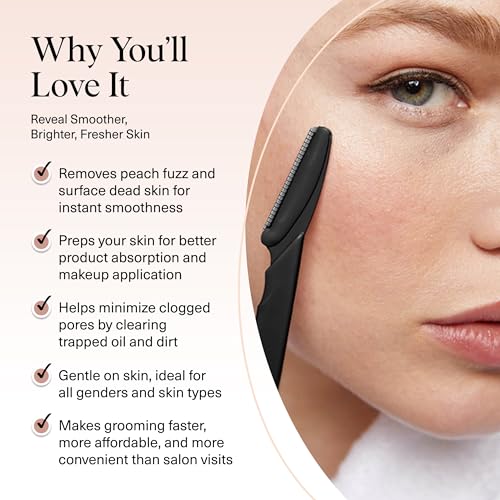 Kitsch Dermaplane Razor for Women Face – Face Razors for Women & Men, Eyebrow Trimmer & Face Shaver – Exfoliating Facial Razor & Skin Care Tool for Smoother Skin - Black, 6 pcs - Image 4