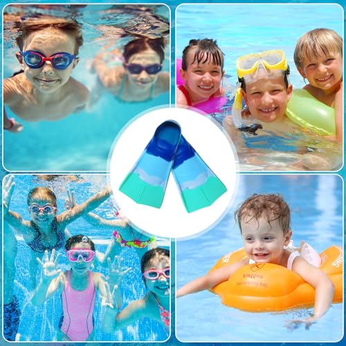 Aletas de natación para niños, 100% silicona, aletas cortas de silicona, aletas de entrenamiento, aletas de entrenamiento ligeras y cortas, aletas de entrenamiento para niños y niñas, talla XS, azul - imagen 6