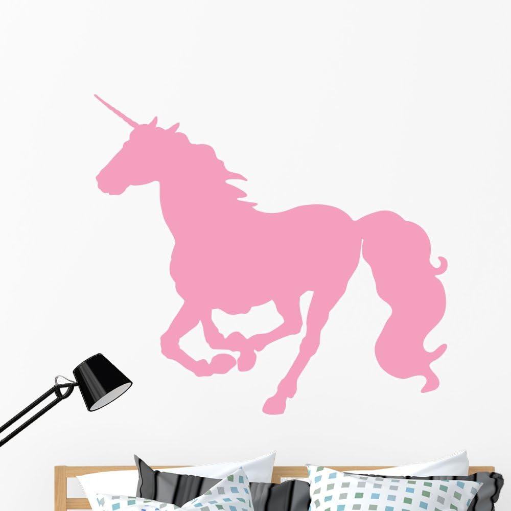 Wallmonkeys Galloping Pink Unicorn Silhouette Wall Decal Peel and Stick Graphic (48 in W x 43 in H) WM129901