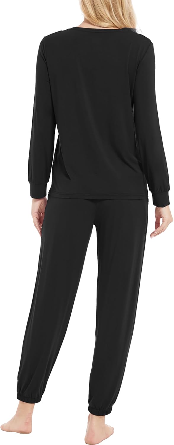 GYS Womens Pajamas Set - Viscose Made from Bamboo, Long Sleeve Sleepwear Tops with Jogger Pants Lounge Pjs Sets - Image 3