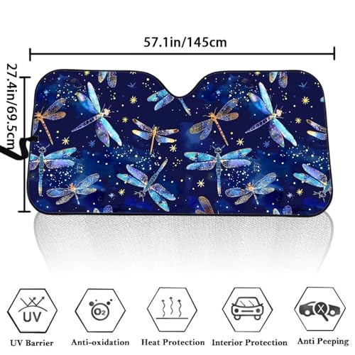 BIGCARJOB Blue Dragonfly Print Windshield Sun Shade Fit for Cars,Trucks,SUVs,Dragonfly Car Window Sun Shade Keep Car Interior Cool,Universal Windshield Sun Shade by BIGCARJOB - Used condition - Image 4