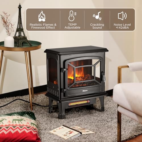 TURBRO Suburbs 20 in. Electric Fireplace Infrared Heater with Crackling Sound, Freestanding Fireplace Stove with Realistic Flame Effect, CSA Certified, Overheating Protection, Easy to Assemble, 1400W by TURBRO - Image 4