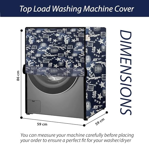 Image of Waterproof & Dustproof Top Front Load Washing Machine Cover for 6 kg 6.5 kg 7kg & 7.5 kg Compatible for IFB LG Samsung Whirlpool Bosch Haier (SIGNATURE BLUE)