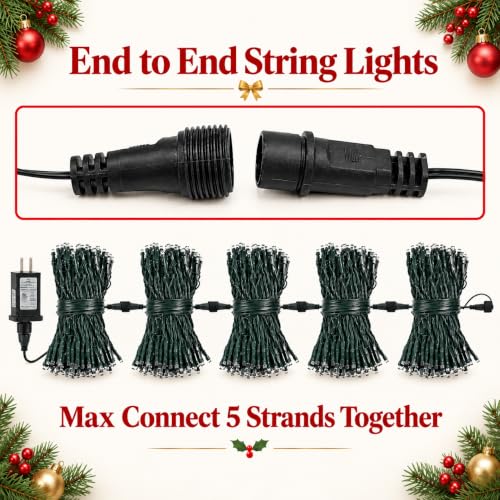 OZS Connectable 2-Pack 164Ft 400LED Christmas String Lights, Red & White by OZS - Used condition - Image 8