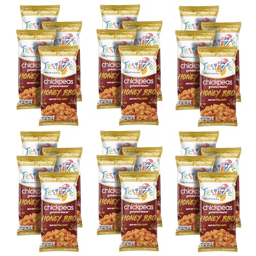 Image of Feel Festive 24 Bags 1-oz Honey BBQ Crunchy Roasted Chickpeas Protein Snack Pack - Healthy Garbanzo Beans - Non-GMO Vegan Gluten-Free Soy-Free Balanced Macro Nut Free - Individual Convenient Portions