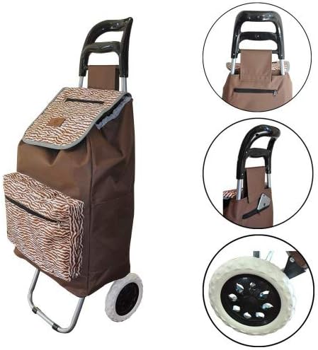 Lightweight Folding Laundry, Shopping, Grocery, Utility Trolley, Foldable Cart, Pull Cart with Wheels, Rolling Push Dolly with Tote (Sand Dunes)