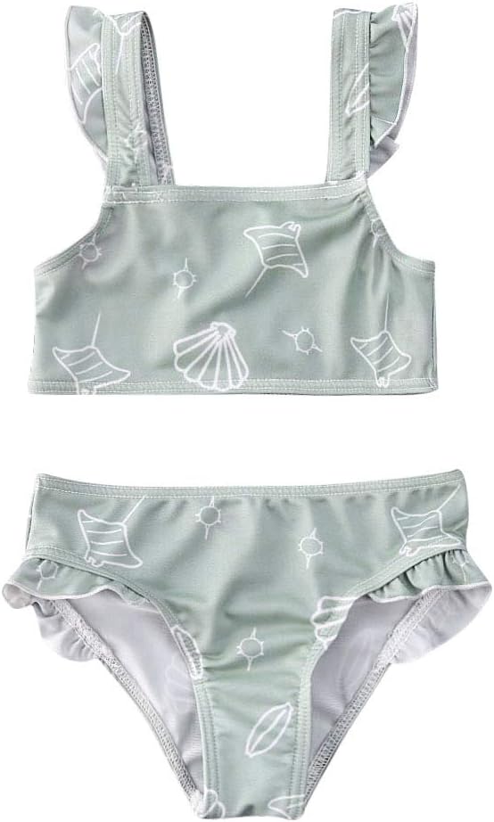 Toddler Baby Girl Swimsuit Two Pieces Tankini Set Ruffle Bathing Suit Bikini Swimwear Beachwear