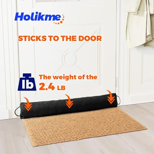 Image of Holikme Weighted Door Draft Stopper 32 inch, Heavy Duty Under Door Draft Blocker Bottom Door Seal Noise and Air, Door Guard Saving Energy, Black