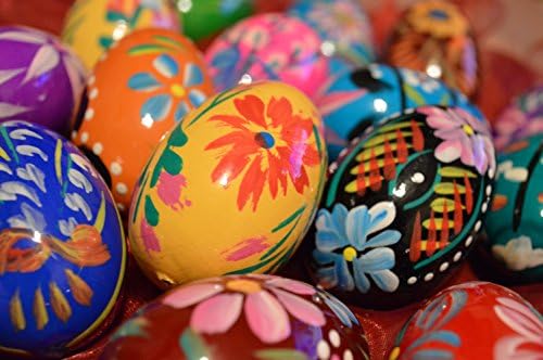 Set di uova di Pasqua in legno, dipinte a mano, decorative, 60 x ...