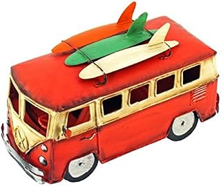 Chesapeake Bay Metal Volkswagen Van with Surfboards on The Roof Rack (Red)