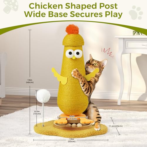 TEWIWAP Kitten Toys for Indoor Cats Scratching Post,Cat Toys Scratcher Post,Sisal Cat Scratch Posts for Kittens with Interactive Track Ball Spring Ball Toy — view 2