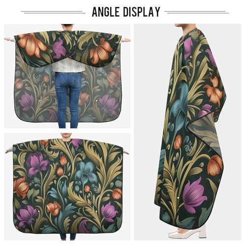 Capa Profesional para Corte de Cabello Impermeable Verde Oscuro con Diseño Floral y Cierre Ajustable de Broche para Peluquería y Estilismo miniatura 5