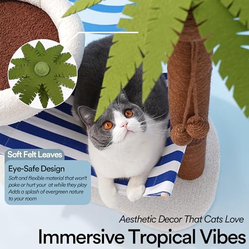 Árbol para gatos ZEZE con hamaca y cama tropical miniatura 5