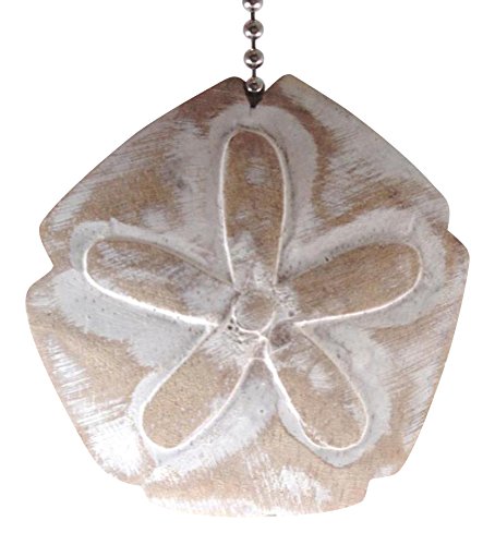 MTI Coastal Beach Sand Dollar Whitewashed Carved Wood Ceiling Fan Pull