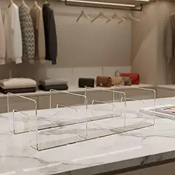 Organizador de Bolsas Transparente com 3 Divisórias, Acrílico Resistente, 28x14x8cm, Design Moderno para Closet e Guarda-Roupa