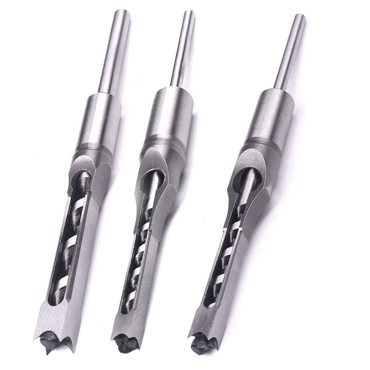 Woodworking Square Hole Drill Bit Set 3pcs HSS Mortising Chisel Hole Saw Mortiser Woodworker Drill Bit Set 5/16inch,3/8inch,1/2 inch