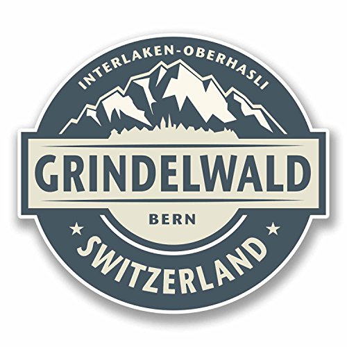 2 x Grindelwald Switzerland Vinyl Sticker Travel Mountain Ski Snowboard #9861 (10cm Wide x 9cm High)