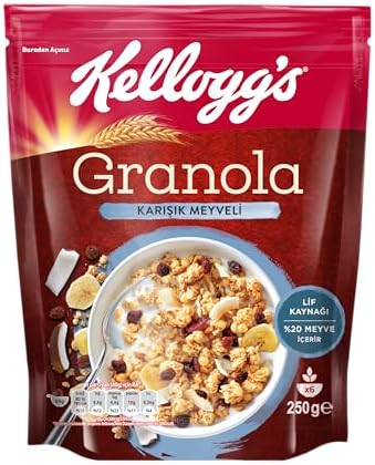 Kellogg's Karışık Meyveli Granola 250 Gr, %42 Yulaf içerir, Lif Kaynağı, %20 Kurutulmuş Meyve — Amazon ürün görseli