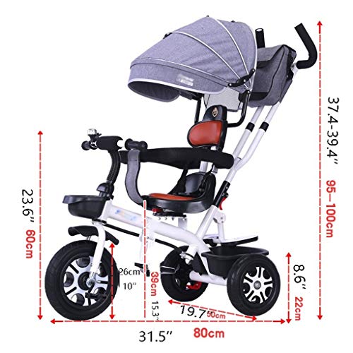 Yyqx Kinderwagen Kinder Dreirad verstellbar Cabrio Dreirad mit Markise Mummy Bag Kinderwagen Warenkorb geeignet for 1~6… – Bild 3