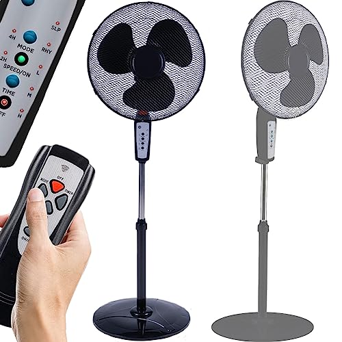 BAKAJI Ventilatore a Piantana con Telecomando, Potenza 50W 3 Velocità, Pale da 40 cm, Altezza ed...