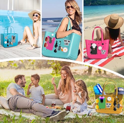 Silicone Phone Holder Compatible with Bogg Bag, Phone Case Holder Charms Accessory for All Bogg Bags and Beach Bag, Phone Holder Attachment for Beach Tote Bags, with 2Pcs Charms & 2Pcs Key Hooks by Oudizz - Used condition - Image 7