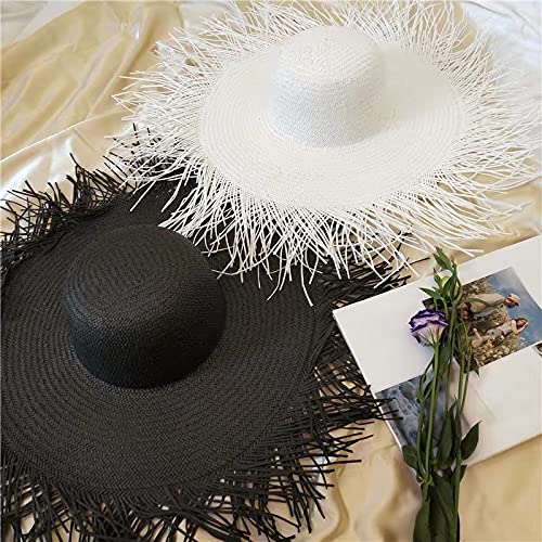 white and black straw hat