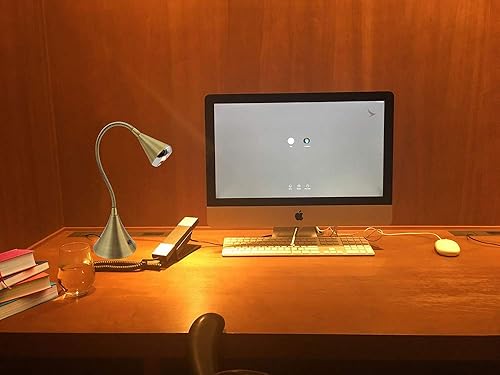 Miniatura 4 de HomeFocus Lámpara de escritorio, lámpara de mesita de noche, luz de tarea regulable, lámpara flexible de cuello de cisne, brillo de 3 toques y luz