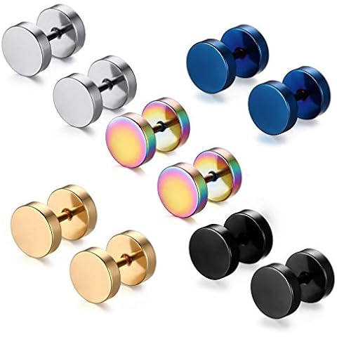 Jaetech House 5 Pares 8MM Pendientes Acero Inoxidable Unisex Cover