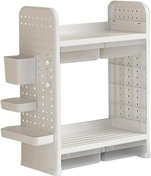 Desktop Organizer Shelf Stationery Organizer with Pen Holder Office Desk Pegboard Shelf Combinable Organization and Storage for Desk, Office, Countertop, Dorm,B,2 Tier