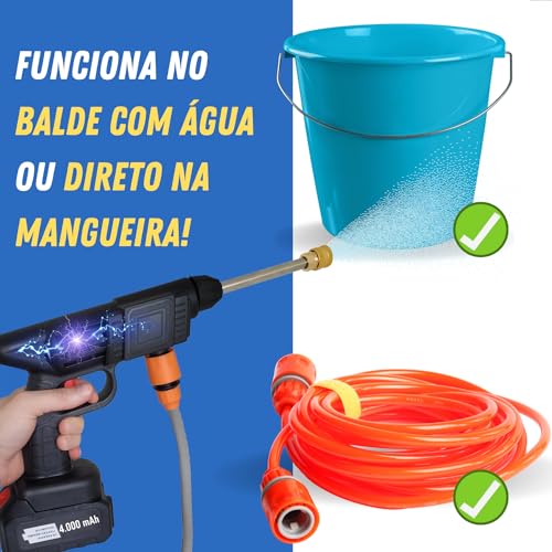 Lavadora Alta Pressão Lava Jato Portátil Sem Fio Recarregável Bivolt 127V 220V Limpeza Casa Apartame