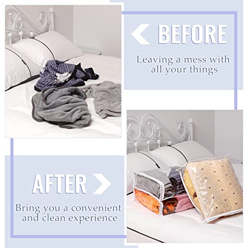 6 Packs Clear Zippered Storage Bags Sweater Storage Bags Plastic Storage Bags For Blankets Clothes Bed Sheet Organizer With Zipper For Closet Linen Sweater Bed Sheet Clothes Pillow (16 X 14 X 4 Inch) #TOP4