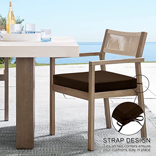 Wellsin Outdoor Chair Cushions For Patio Furniture - Patio Chair Cushions Set Of 4 - Waterproof Square Corner Outdoor Seat Cushions 18.5"X16"X3", Brown #TOP5