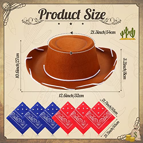 Unittype 18 Sets Cowboy Hats And Bandanas Bulk Kids Western Cowboy Costume Accessories Kids Party Supplies thumb #1