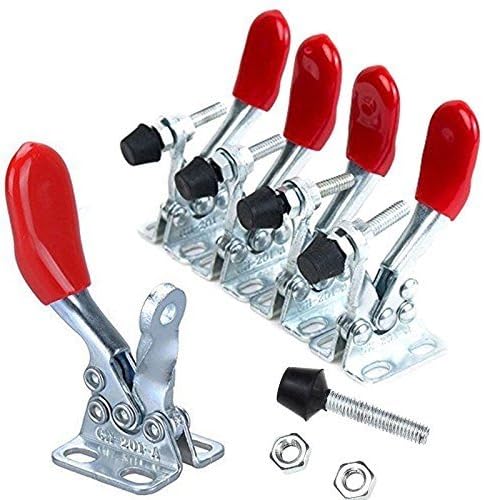 FASTROHY Heavy Duty Hand Tool Toggle Clamp Quick Release Tool Metal 60Lbs Holding Capacity Latch Anti-slip Red Horizontal Clamps (4 PCS)