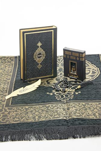 ihvan online Prayer Gift Set for Men & Women, Muslim Prayer Rug, Salah Mat, Beads Taasbih, Arabic Holy Quran - Image 3