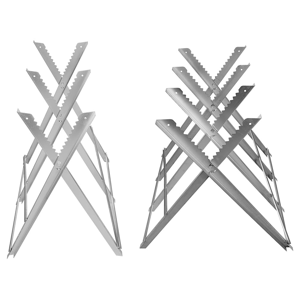 Chevalet de Sciage avec 3/4 Supports de Bois Dentelés PliableChevalet de sciage, Pliable, Charge maximale 150 kg, Acier, pour Couper Le Bois, argenté (84 * 80 * 80cm (trois colonnes))