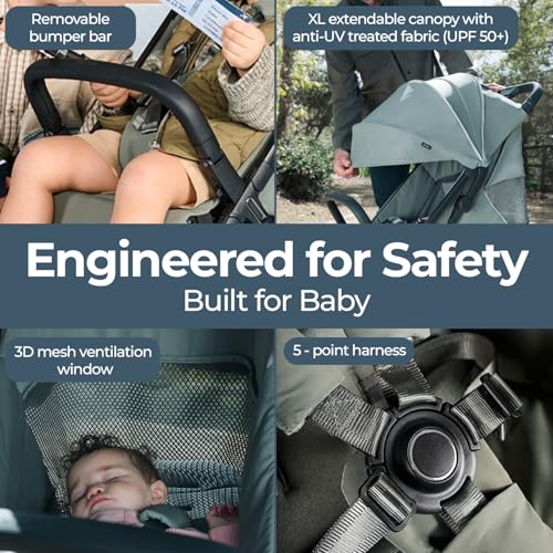 Image of Inglesina Quid Travel Stroller - Planet Green | Lightweight Travel Stroller for Airplane, Umbrella Stroller for Baby & Toddler 0-55 lbs, Car Seat Compatible w /Carry Bag & Wheel Covers - Bundle Kit