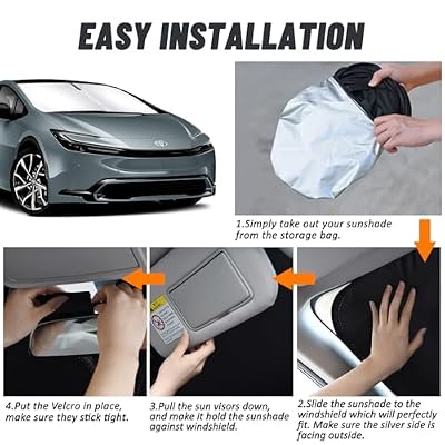 D-Lumina Windshield Sun Shade for Toyo-ta Prius 5th Gen 2023 2024 2025 Accessories, Front Window Sunshade Sun Visor Protector Block UV Rays Heat, Foldable 2 Layers 210T Material