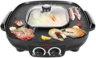 review Grill Toppers Two-in-one, Household Smoke-Free Electric Barbecue Grill Barbecue Commercial Commercial Dual-Control Barbecue Machine Non-Stick Electric Grill Hot Pot Barbecue QYDJD