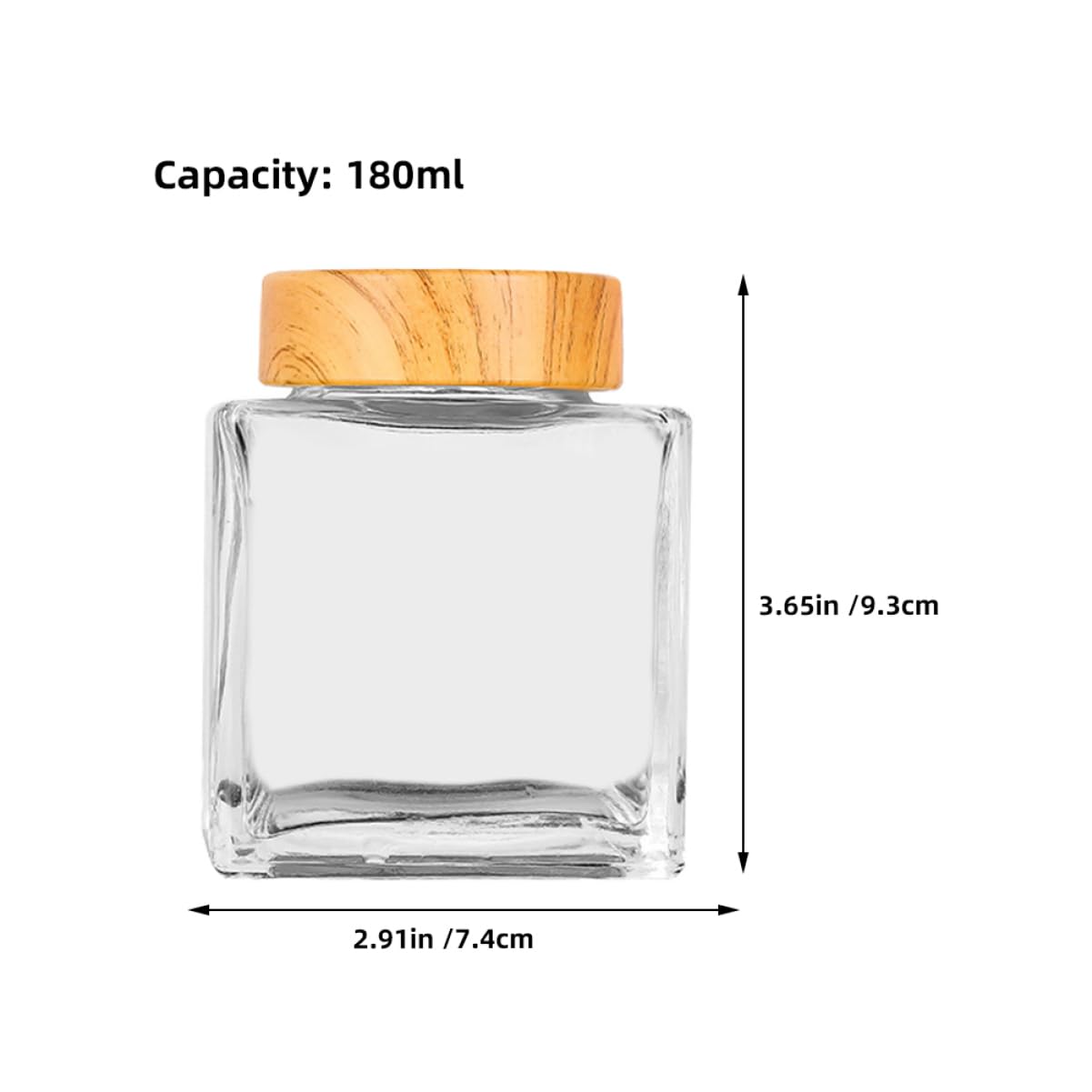 Tarros de Vidrio con Tapa de Madera Herméticos de 180ml, Paquete de 2 Unidades, Durabilidad Excepcional y Estructura Reforzada para Uso en Cocina