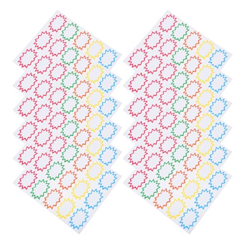 Mipcase Etiquetas Adhesivas para Marcadores de Precios Manuscritos, Tamaño 15 Unidades por Hoja, Color, 30 Hojas para Venta de Garaje, Etiquetas de Precios Espacio para Escribir, Ideales