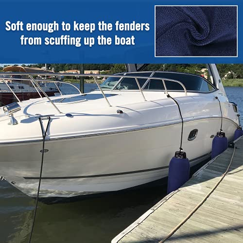 Image of Affordura Boat Fender Covers | 4 Packs (Navy Blue) | Size: 8.5″ x 16″ | Marine Bumper Covers, Premium Fleece Material, Great for 6.5 inch Fender