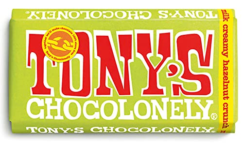 Tony's Chocolonely Milk Creamy Hazelnut Crunch Chocolate Bar - 180g, Milk Chocolate, Gift, Vegetarian - Belgian Fairtrade Chocolate
