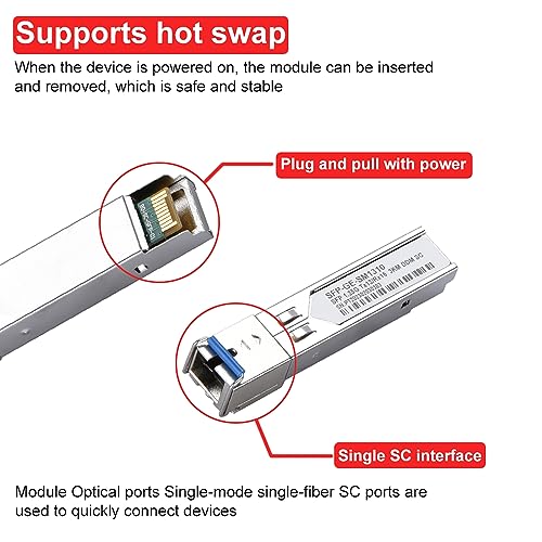 Módulo transceptor SFP de fibra monomodo 1000BASE con conector SC Simplex BiDi de 3km 5