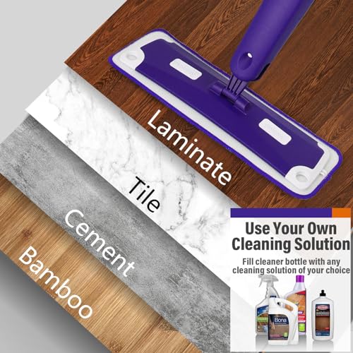 Image of Spray Mop for Floor Cleaning with Bottle & 3 Microfiber Pads | Refillable bottle, washable pads, wet /dry flat mop for hardwood, laminate, wood & ceramic floors, home or commercial use